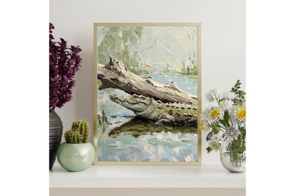 Download Crocodile Oil Painting Printable Wall - Paint Collection