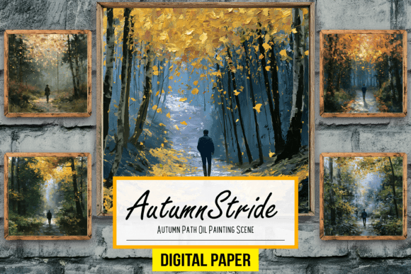 Download Autumn Path Oil Painting Graphics Scene - Paint Collection