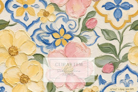 Download Oil Paint Floral Tile Pattern - Paint Collection