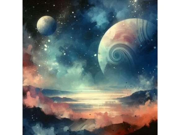 Download A Painterly Style Space Scene with Plane - Paint Collection