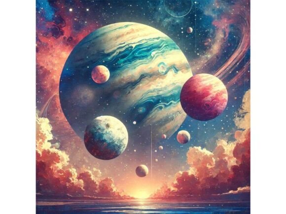 Download A Painterly Style Space Scene with Plane - Paint Collection