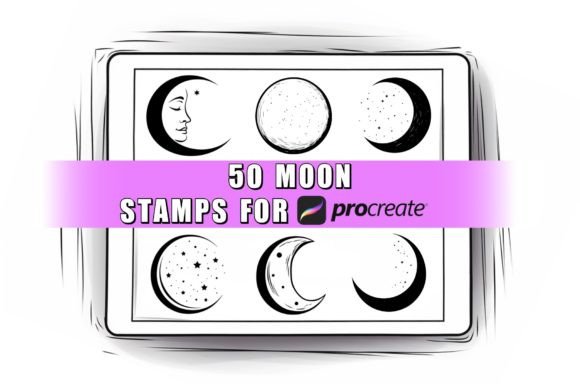 Download 50 Moon Procreate Stamps Brushes - Premium Resources