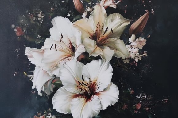 Download White Lily Oil Painting - Paint Collection