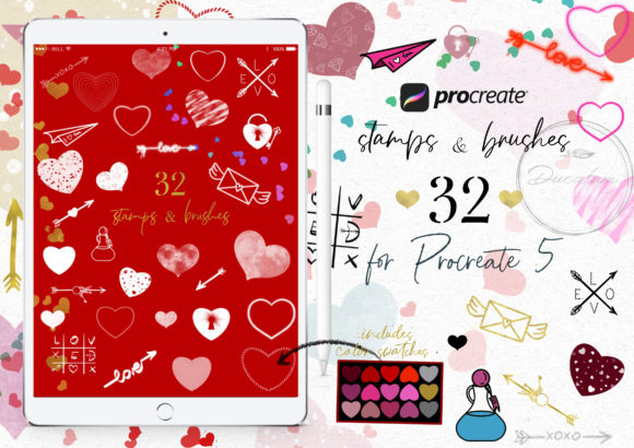 Download Wedding Hearts Procreate Stamp Brushes - Wedding Collection