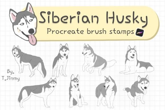 Download Siberian Husky Procreate Brush Stamps - Sky procreate Collection